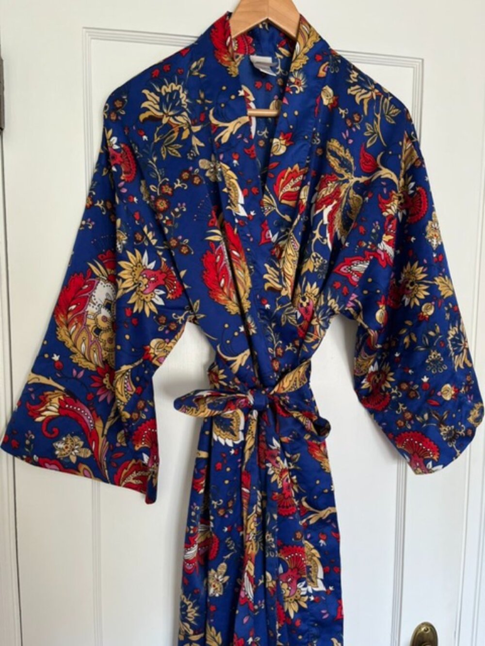 Natori Floral Paisley Satin Robe | Size XL